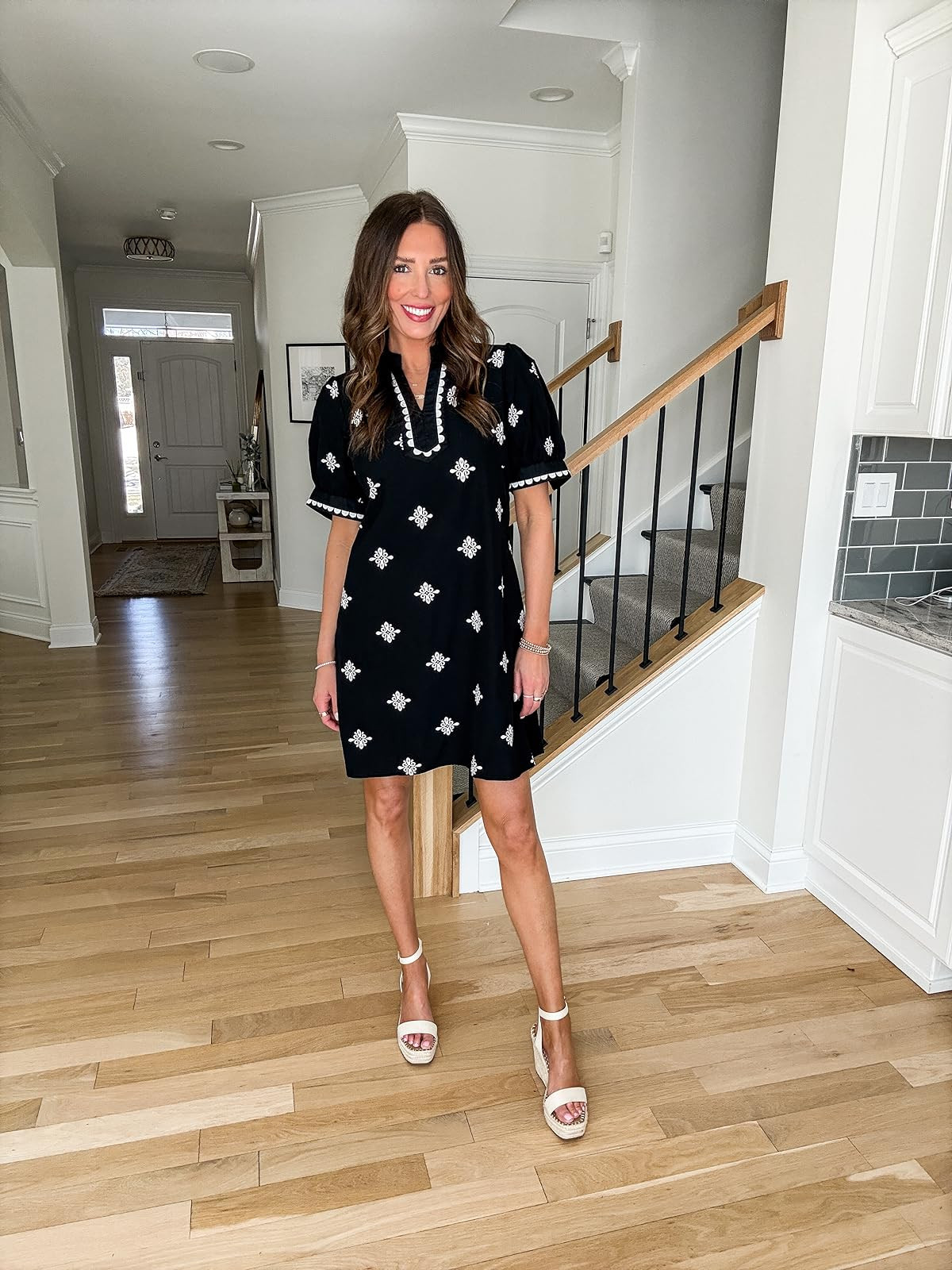 Obsessed with this dress + these wedges // wearing a small in the dress, sandals fit true to size 

 #LTKgrwm #LTKootd #LTKSeasonal