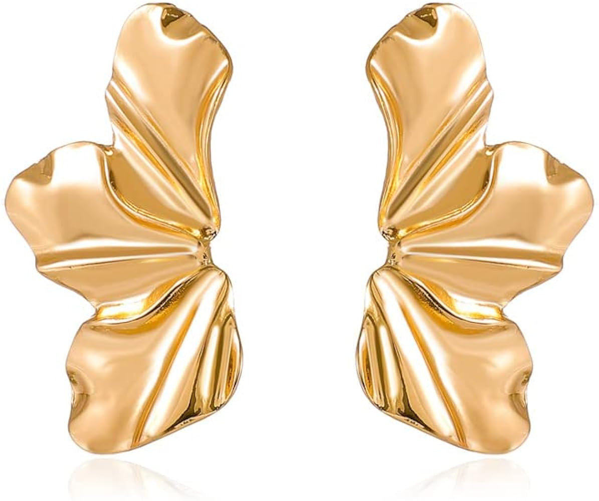 Gold Flower Earrings 14K Gold Plated Flower Dangle Drop Earrings, Sparkling Dainty Earrings for W... | Amazon (US)