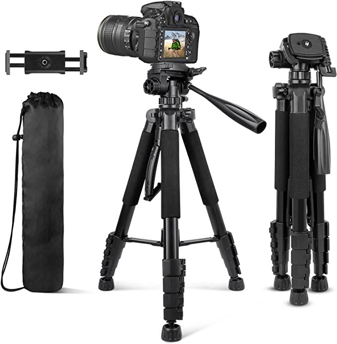 Aureday 74’’ Camera Tripod with Travel Bag,Cell Phone Tripod with Wireless Remote and Phone H... | Amazon (US)