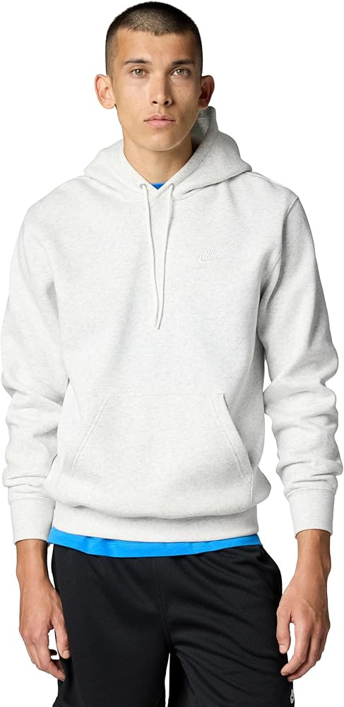 Nike Men's Club Pullover Fleece Hoodie, White/White/Black, Large at Amazon Men’s Clothing store | Amazon (US)