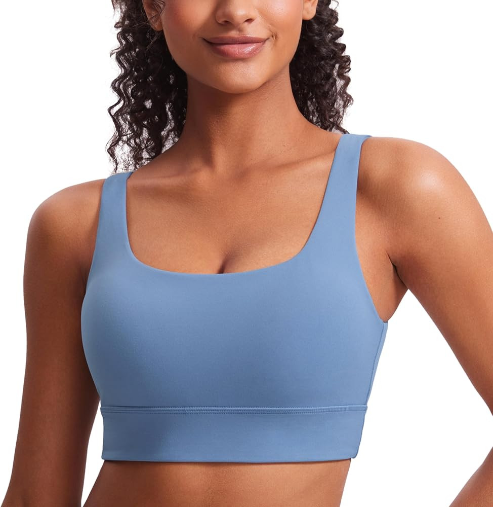 CRZ YOGA Butterluxe U Back Longline Sports Bras for Women - Scoop Neck Padded Yoga Workout Crop T... | Amazon (US)