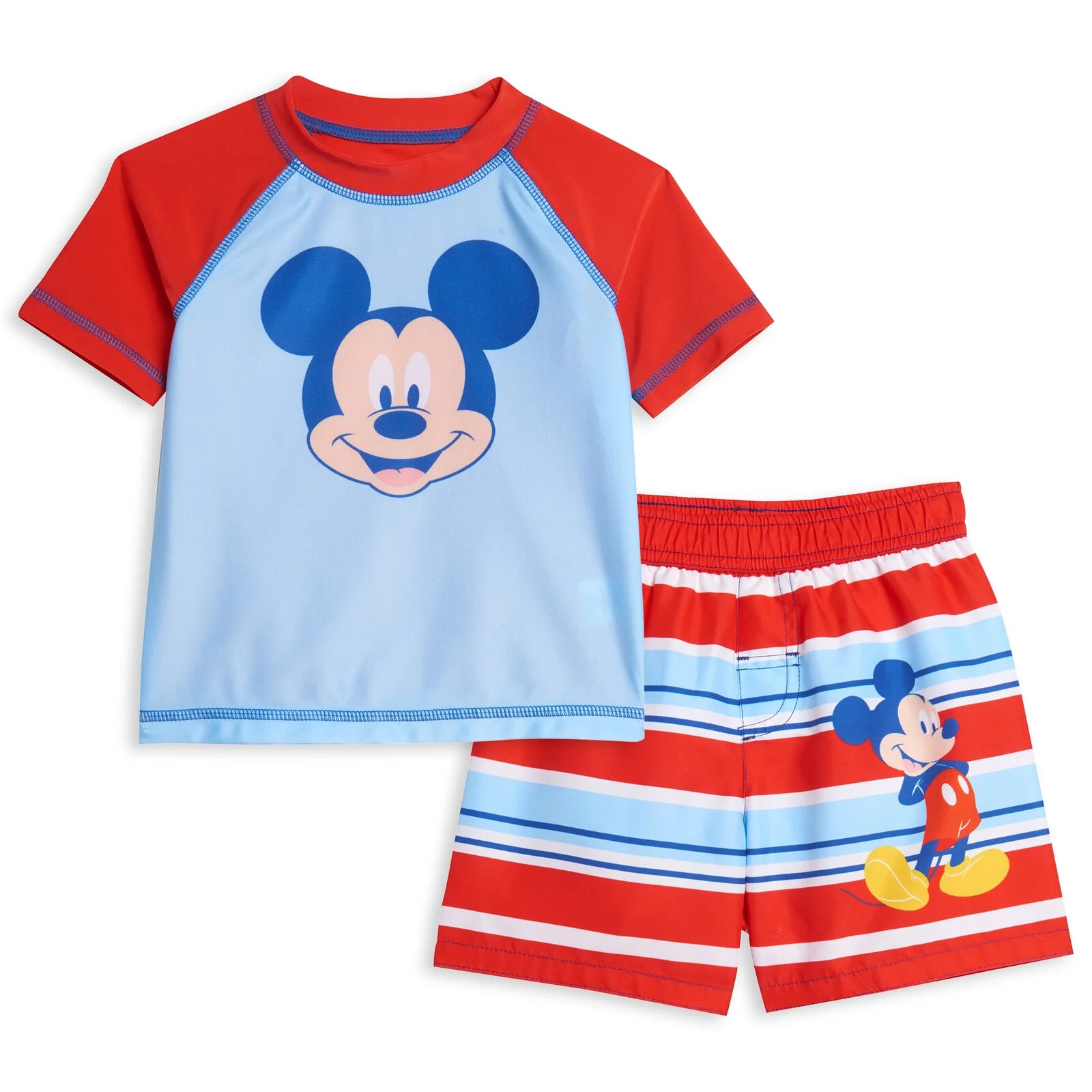 Disney Mickey Mouse Toddler Boys Rash Guard and Swim Trunks Outfit Set Infant to Toddler | Walmart (US)
