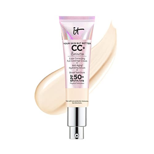 IT Cosmetics CC+ Cream Illumination (Fair) - Full-Coverage Foundation With SPF 50, Color Corrector & Anti-Aging Serum, With Niacinamide & Hyaluronic Acid, Radiant Finish, 1.08 fl oz | Amazon (US)