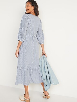 3/4-Sleeve All-Day Maxi Swing Dress for Women | Old Navy (US)