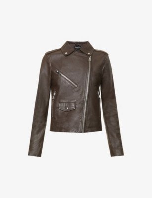 WHISTLES - Agnes zip-through leather biker jacket | Selfridges.com | Selfridges