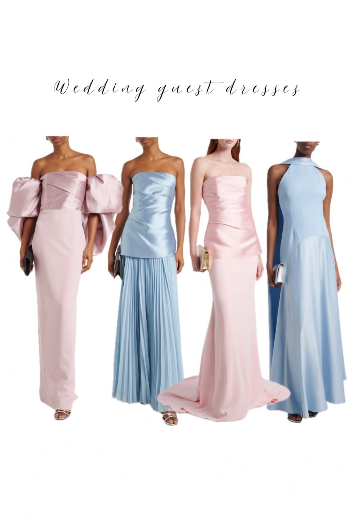 Wedding guest dresses,  wedding guest outfit ideas, spring wedding, special occasion, prom, blue dress, pink gown, dress with cape summer wedding outdoor wedding  