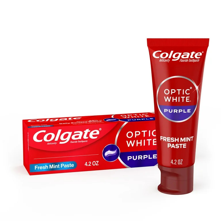Colgate Optic White Purple Whitening Toothpaste, Mint Paste, 4.2 oz Tube | Walmart (US)