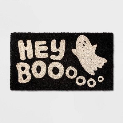 &#39;Hey Boo&#39; Ghost Coir Doormat Black - Hyde &#38; EEK! Boutique&#8482; | Target