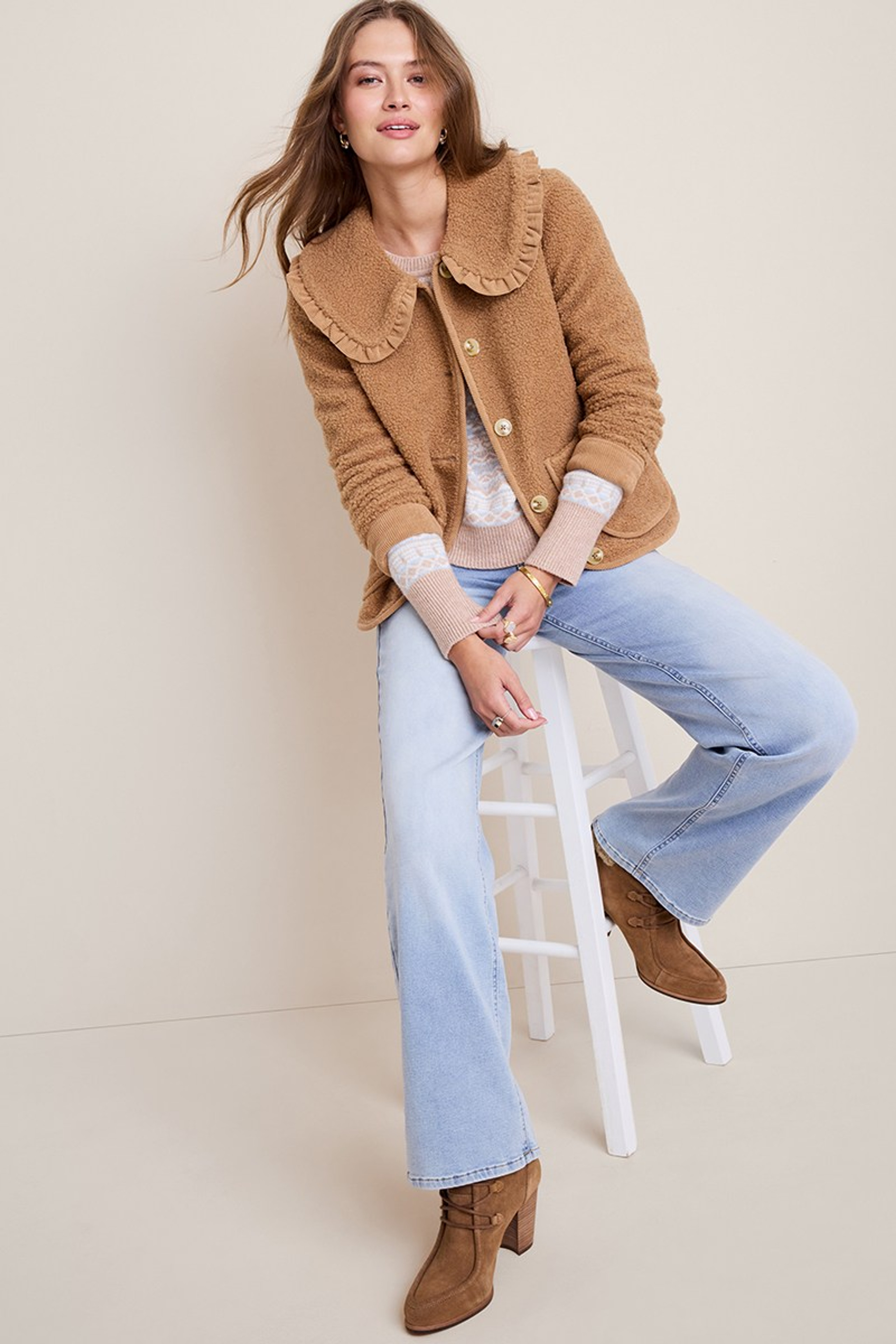 Billie Collared Sherpa Jacket | Francesca's