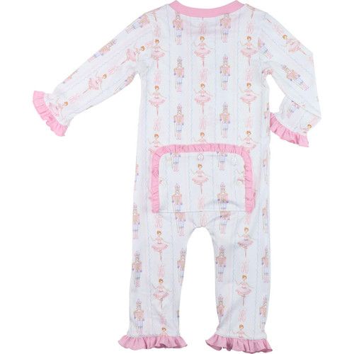 Pink and Blue Ballet Nutcracker Print Knit Zipper Pajamas | Cecil and Lou