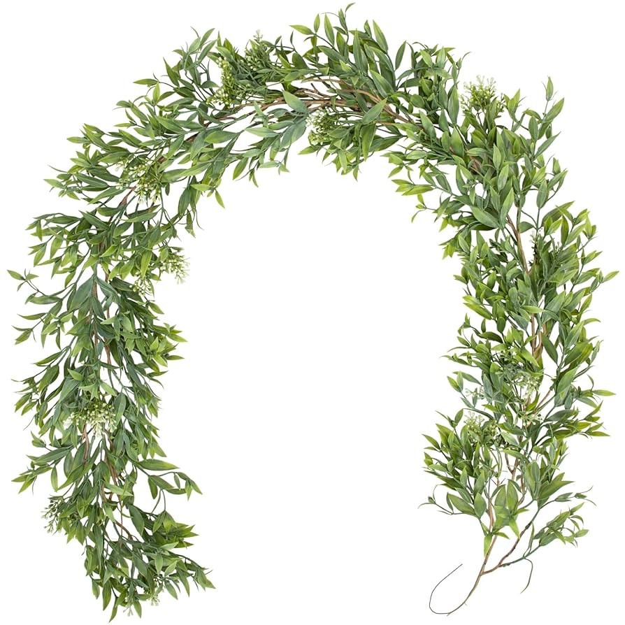 Briful Eucalyptus Willow Garland with Seeded, Realistic Greenery Floral Fake Garland for Door Man... | Amazon (US)