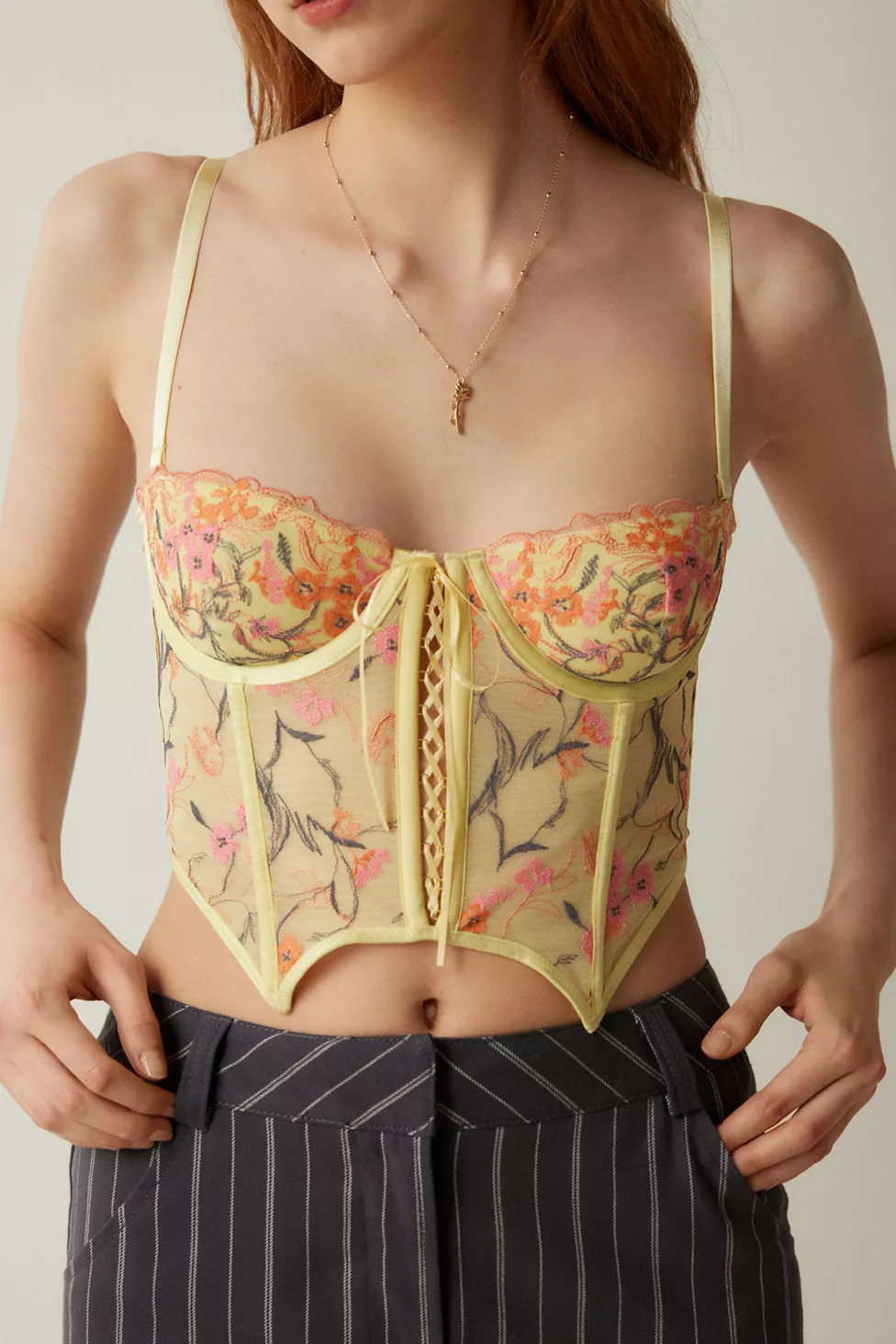 Out From Under Flora Embroidered Bustier | Urban Outfitters (US and RoW)