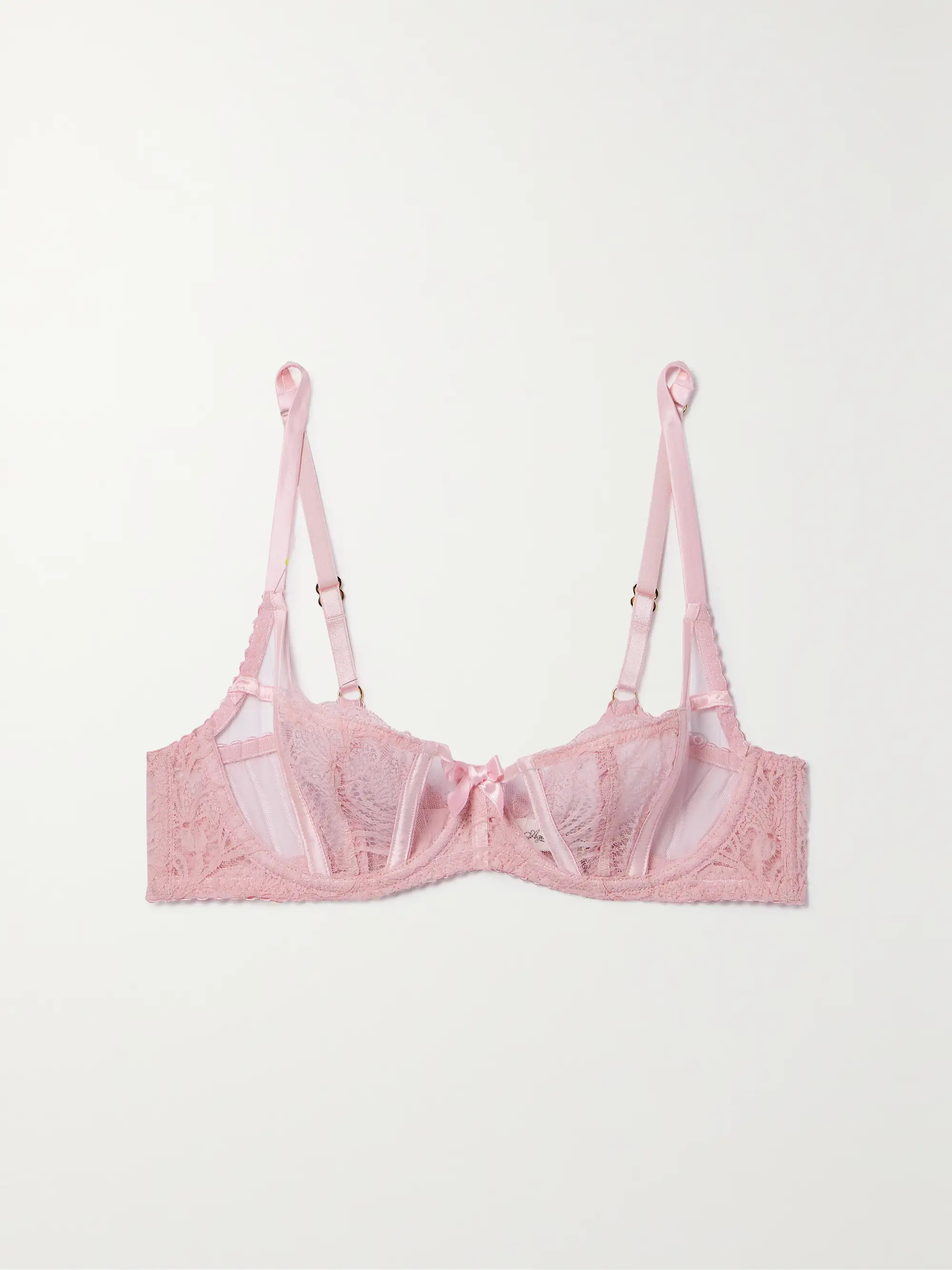 Rozlyn satin-trimmed tulle and Leavers lace underwired balconette bra | NET-A-PORTER (US)