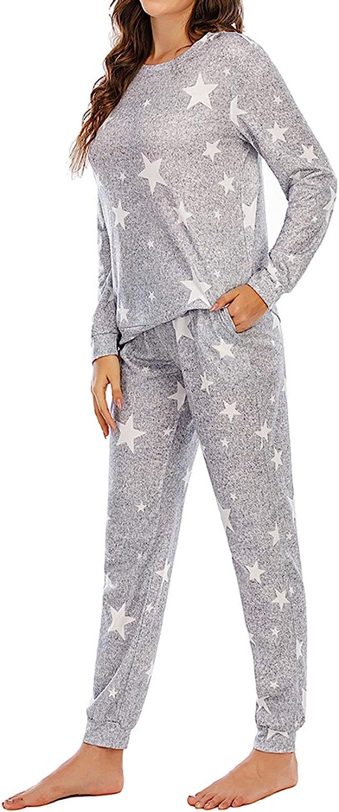 Lu's Chic Women's Lounge Sets 2 Piece Pajama Long Sleeve Soft Loungewear with Pockets | Amazon (US)