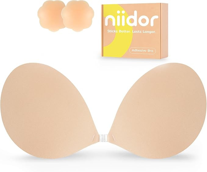 Niidor Adhesive Bra Strapless Ultra Sticky Invisible Push up Silicone Bra Multiple Colors Sizes R... | Amazon (US)