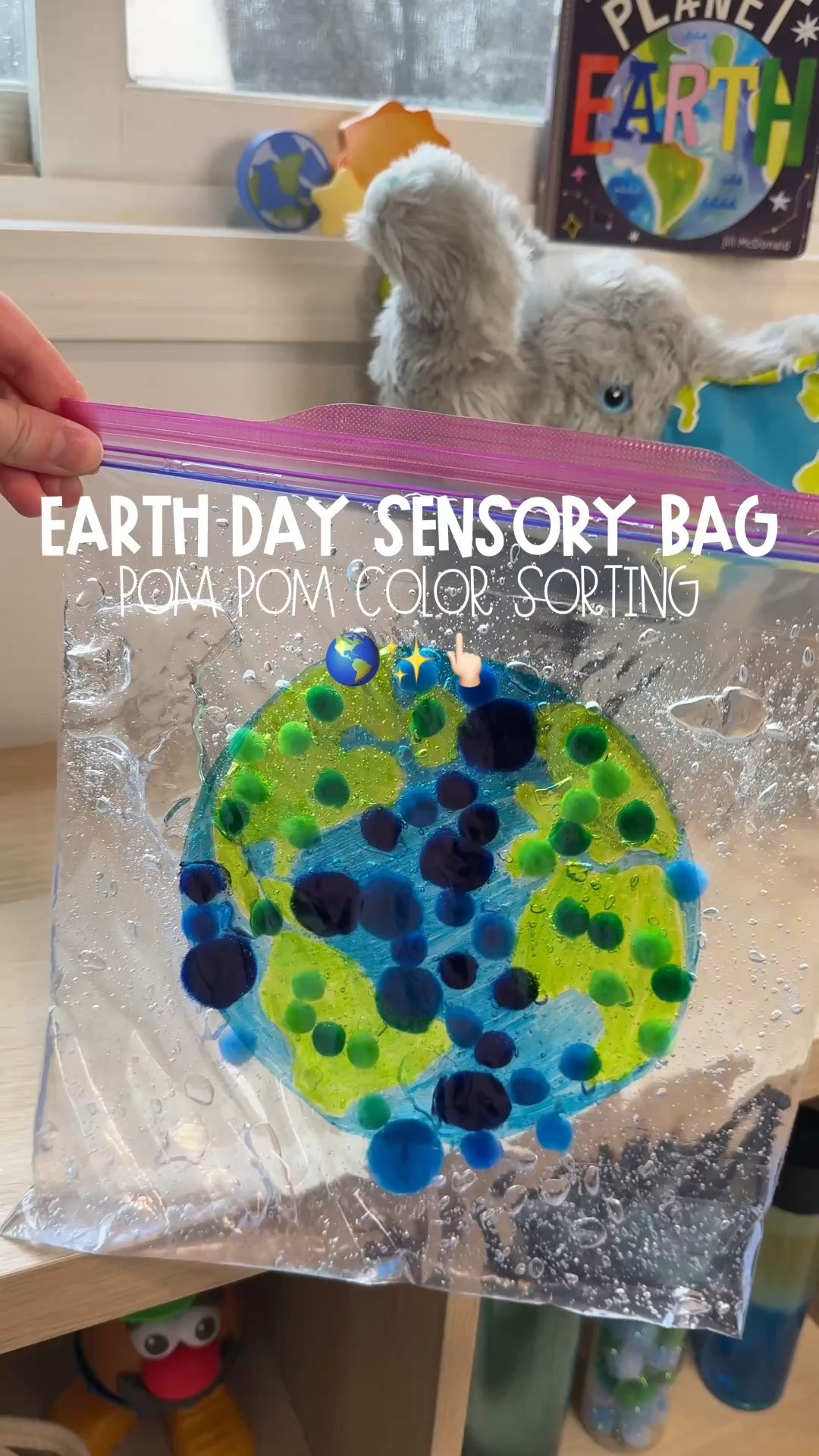 Earth Day Sensory Bag: Pom Pom Color Sorting Activity 🌎✨👆🏻

Grab a ziploc bag, isopropyl alcohol (if you want to take off the logo), hair gel, sharpies, masking tape, & some pom poms! 

Draw out an earth shape (or any design; you could just do different colored circles, etc.) on your bag, I colored mine in so it would be easier for my toddler to understand where to color sort the pom poms to! Then just throw in some hair gel and your pom poms (beads, etc. whatever you have on hand) and you can tape it to a table or floor and let your toddler use their fingers to push around the pom poms! 

Super fun and easy to throw together! Now I just have to wait for my toddler to wake up so we can play! 

#toddleractivities #earthdayactivities #toddlersensoryplay #earthday #lowprepactivities #toddlerplay

#LTKKids #LTKFamily #LTKSeasonal