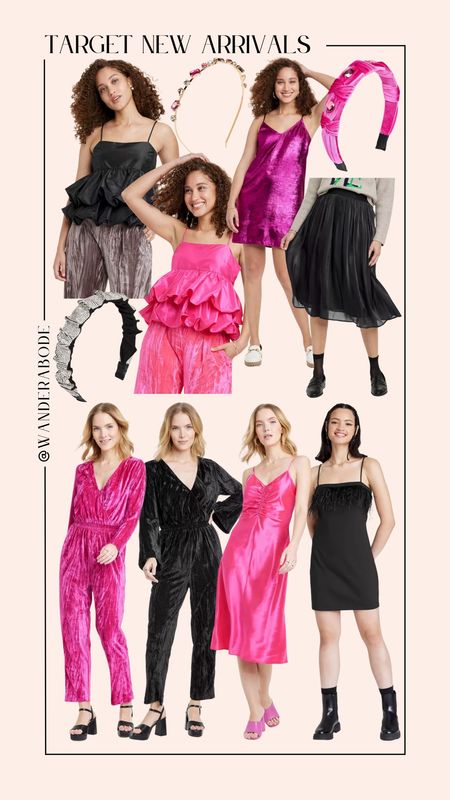 Target holiday, target new arrivals, pink dress, black dress, holiday style, velvet jumpsuit

#LTKunder50 #LTKHoliday