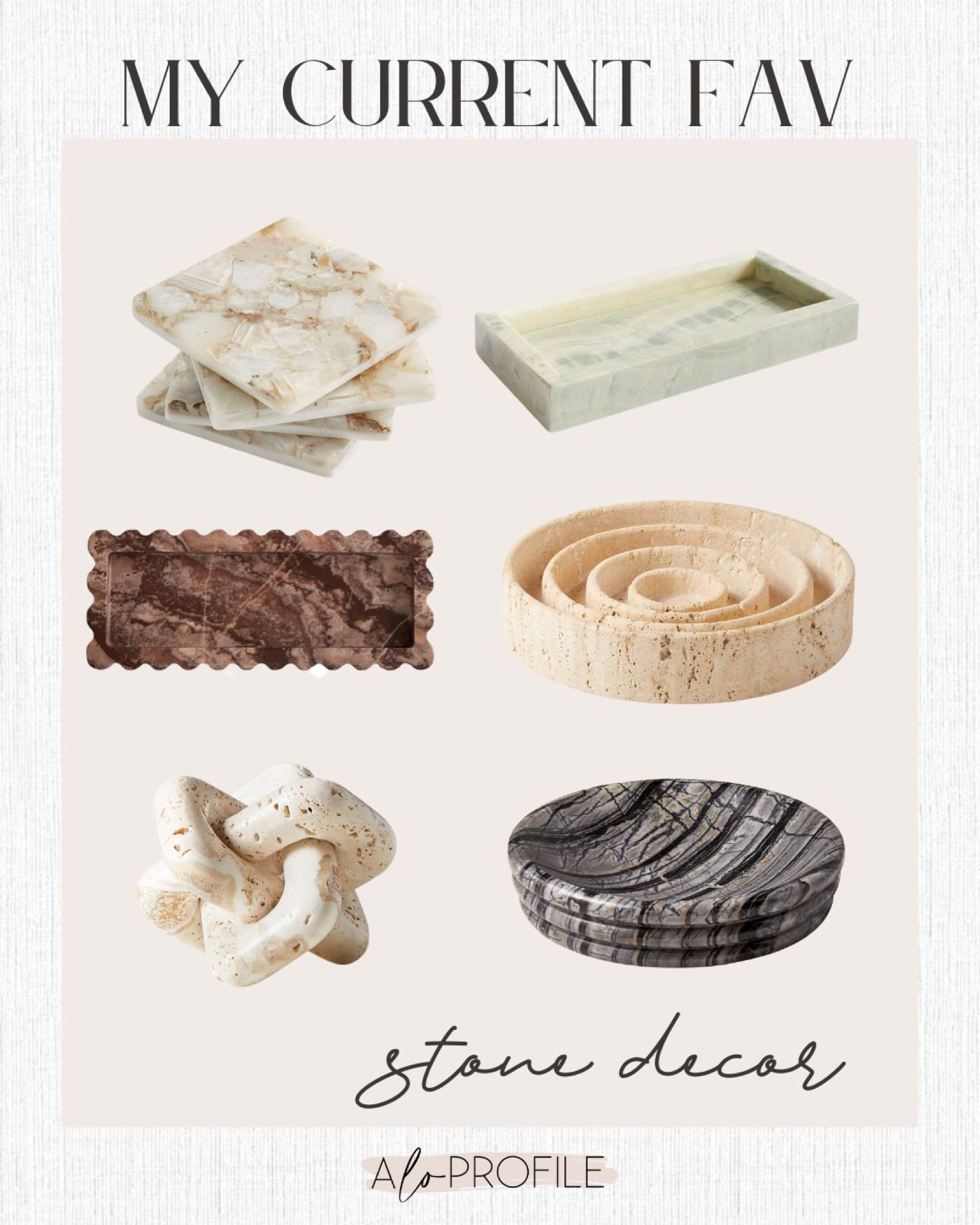 Decor items // stone decor, travertine decor, marble decor, marble tray, onyx decor, travertine object, marble bowl, scalloped home decor, modern home decor, agate coasters, modern decorative objects, shelf styling, coffee table styling, family room decor, entry decor, console table styling, bathroom stlying

#LTKhome