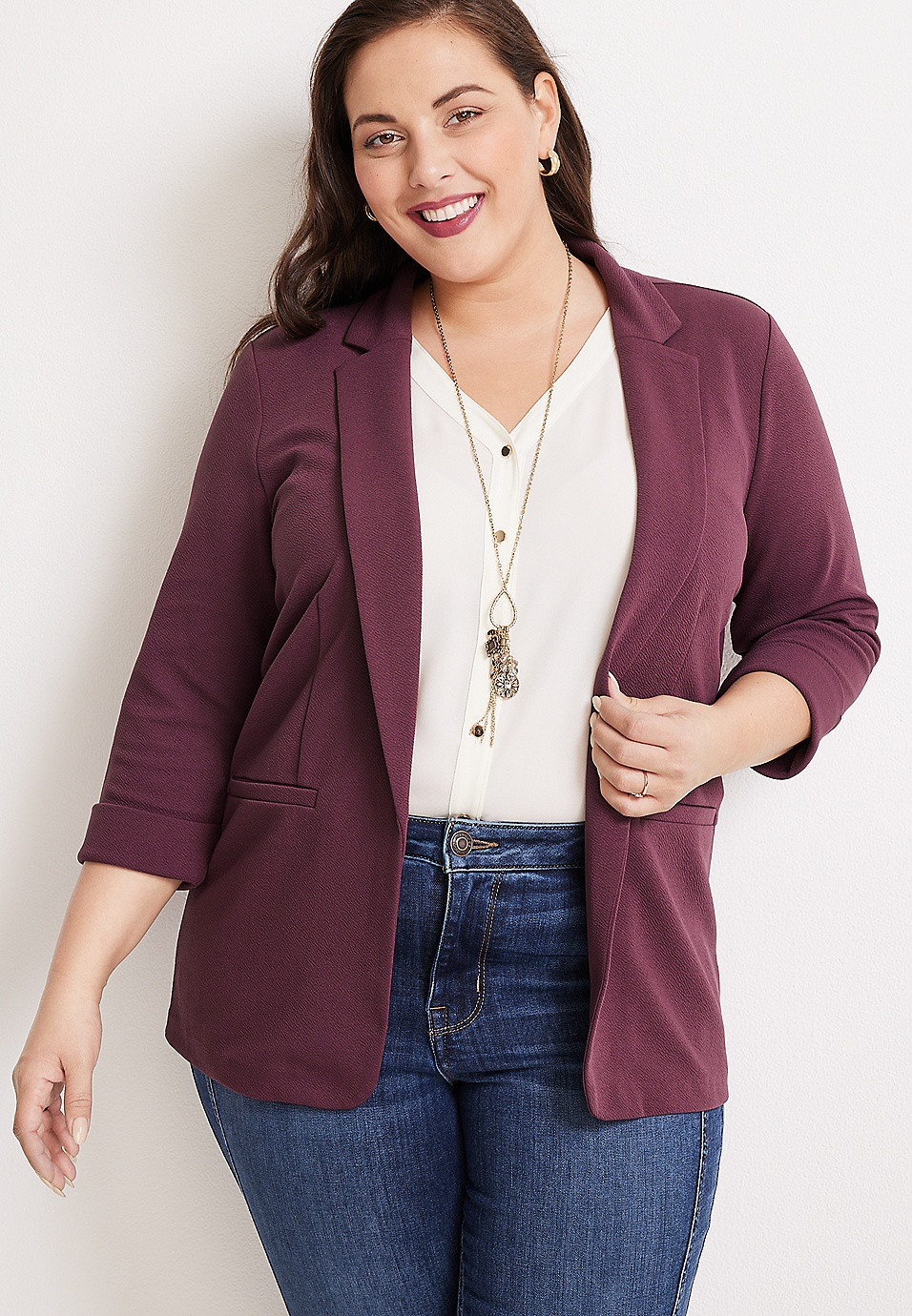 Plus Size Versa Open Front Blazer | Maurices