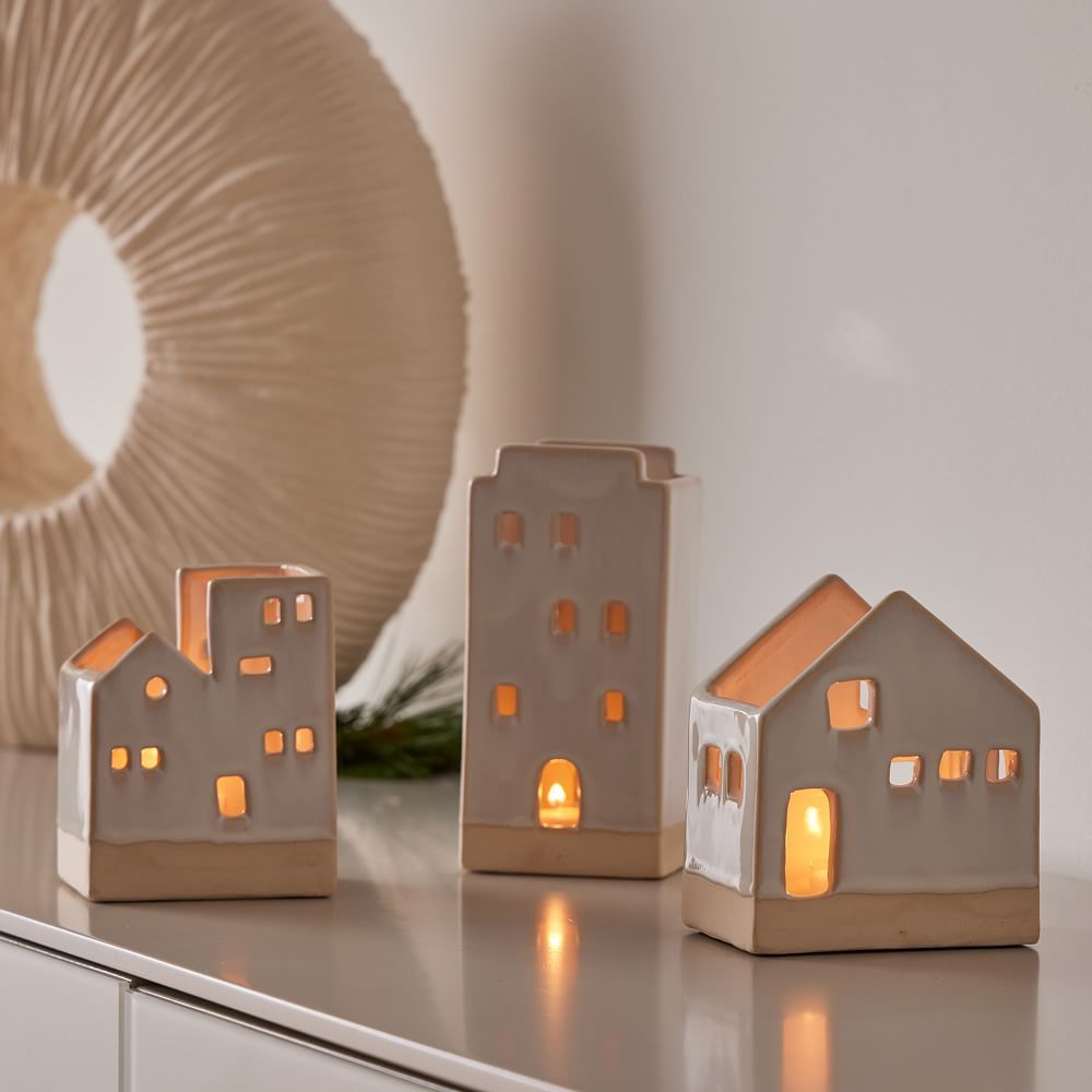 Ceramic Tealight Houses | West Elm (US)