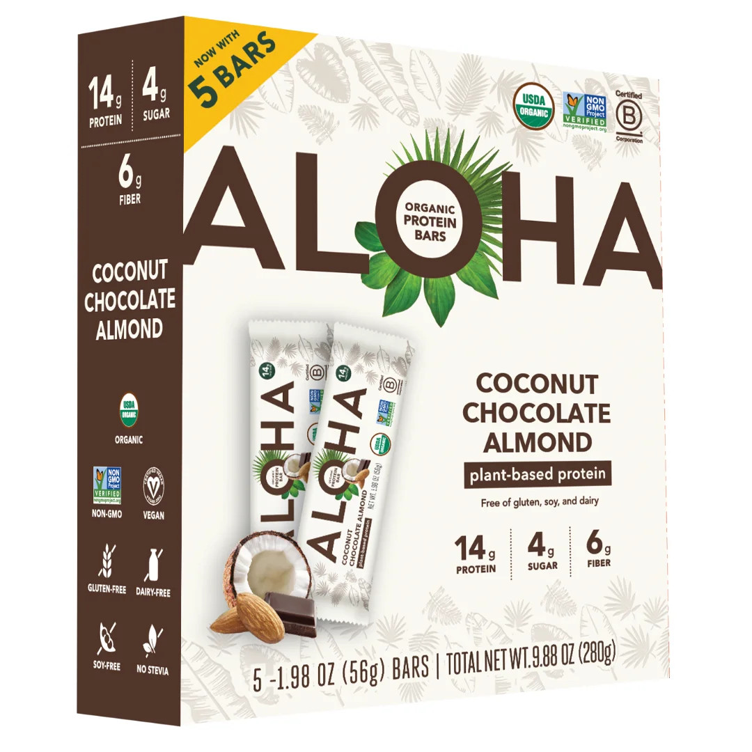 Aloha Plant Based Protein Bars, 14g Protein, Coconut Chocolate Almond, 5 Pack | Walmart (US)