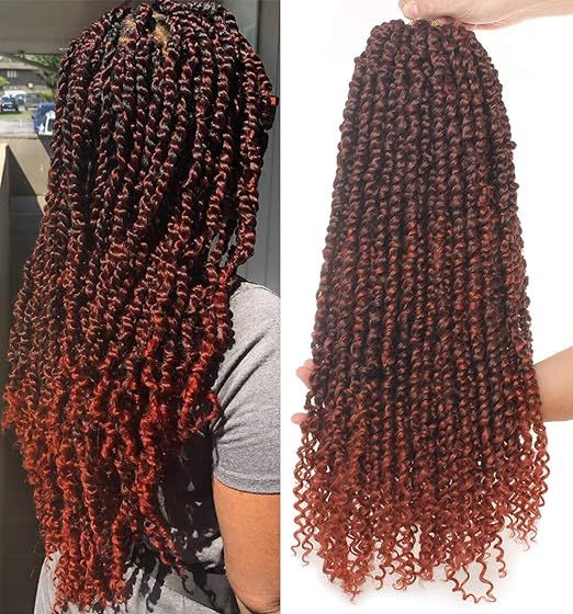 Leeven 22 Inch Pre-twisted Passion Twist Crochet Hair 6 Packs Ombre Red Pre-looped Crochet Braids... | Amazon (US)