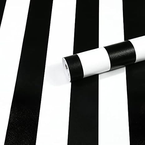 XINOBO Stripe Black and White Contact Paper Peel and Stick Wallpaper Self-Adhesive Removable Wall... | Amazon (US)
