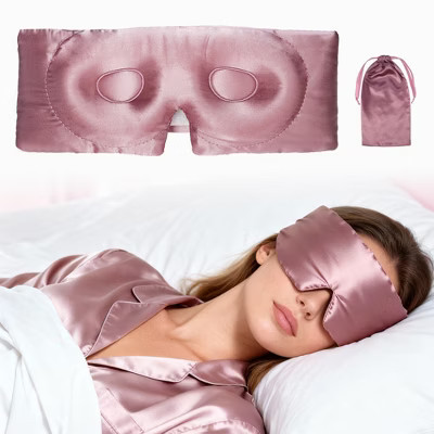 Unique Bargains 22 Momme Pure Silk Sleep Mask with Travel Pouch Bean Pink 1 Pc | Target