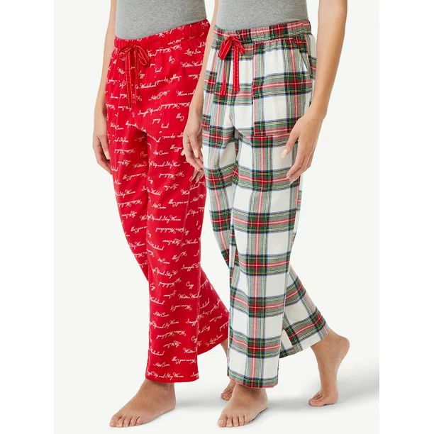 Joyspun Women's Flannel Lounge Pants, 2-Pack, Sizes up to 3X - Walmart.com | Walmart (US)