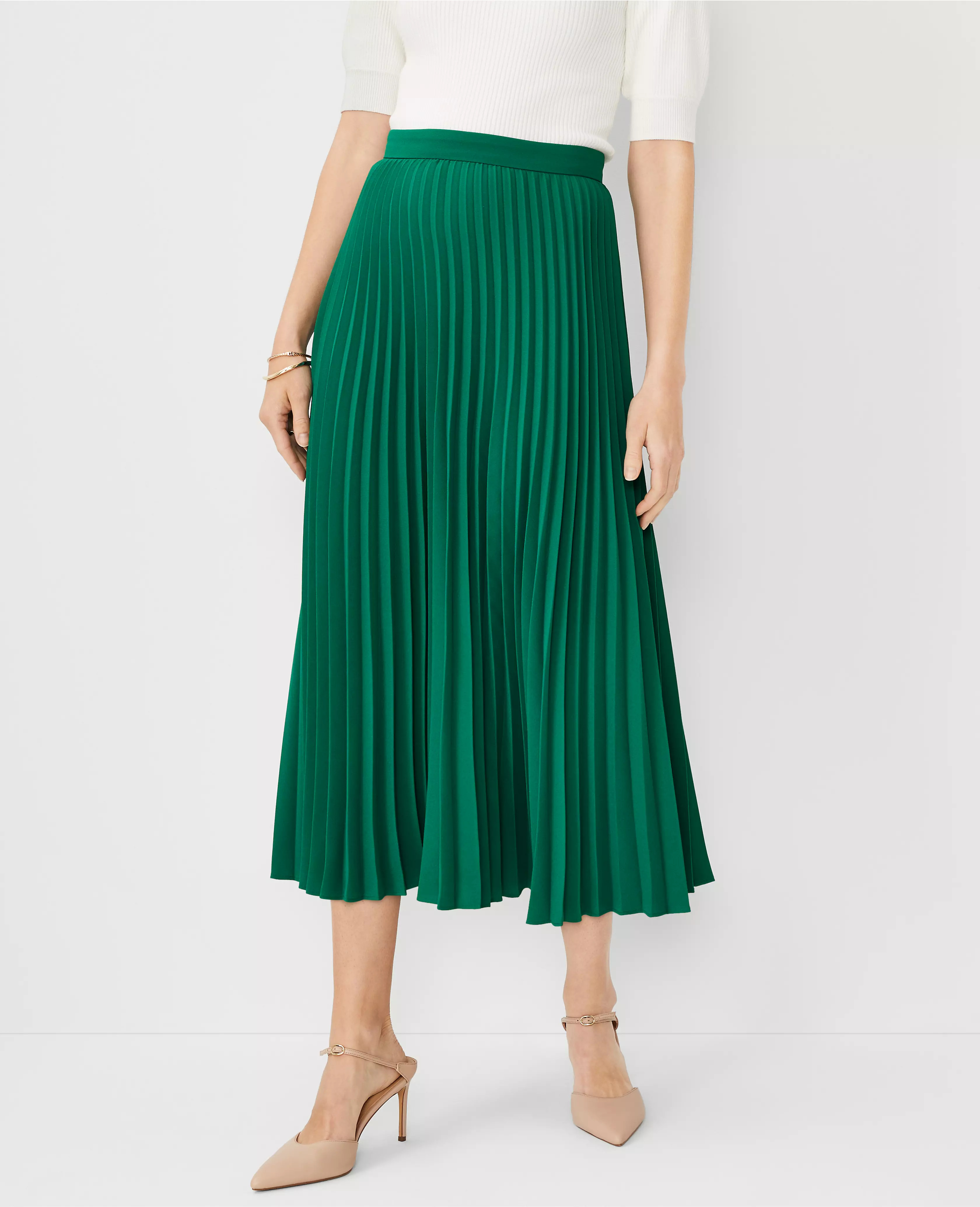 Petite Pleated Midi Skirt | Ann Taylor (US)