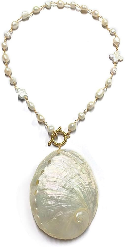 Mixed Shell Accent Bold Necklace Beach Inspired Layering Jewelry Gift Pendant Neckwear Present fo... | Amazon (UK)