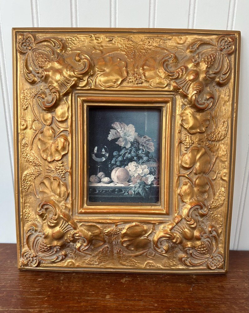 Vintage Sculptured Gold Gilt Framed Picture Still Life Fruit - Etsy | Etsy (US)