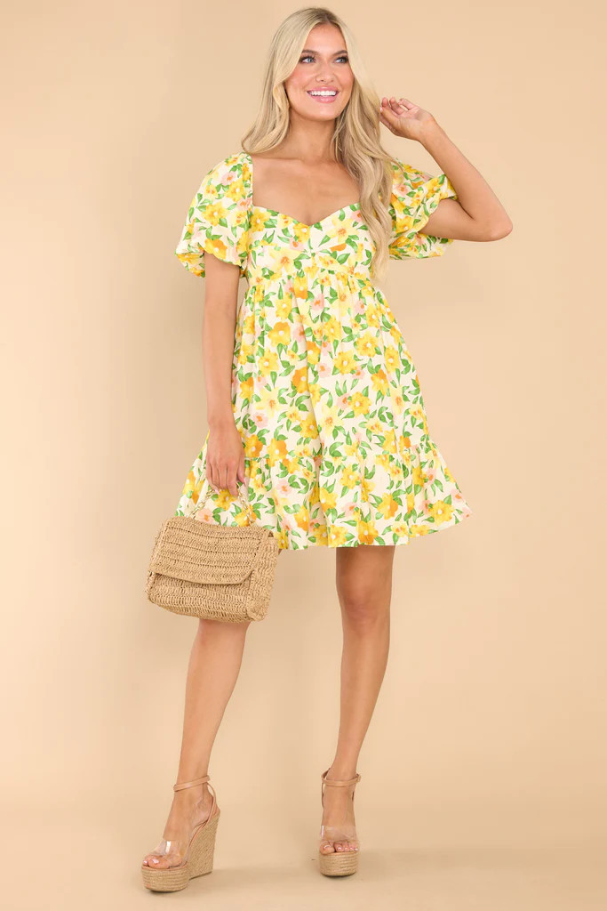In The Evergreens Yellow Multi Floral Dress | Red Dress 