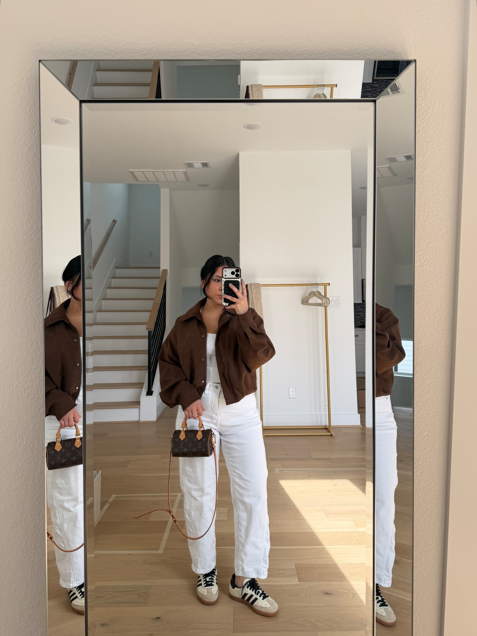 Tank: small
Jeans: 0 short 
Brown suede jacket: xxs/xs
Sneakers: 6 women
Nano speedy bag 

#LTKPetite #LTKootd #LTKgrwm