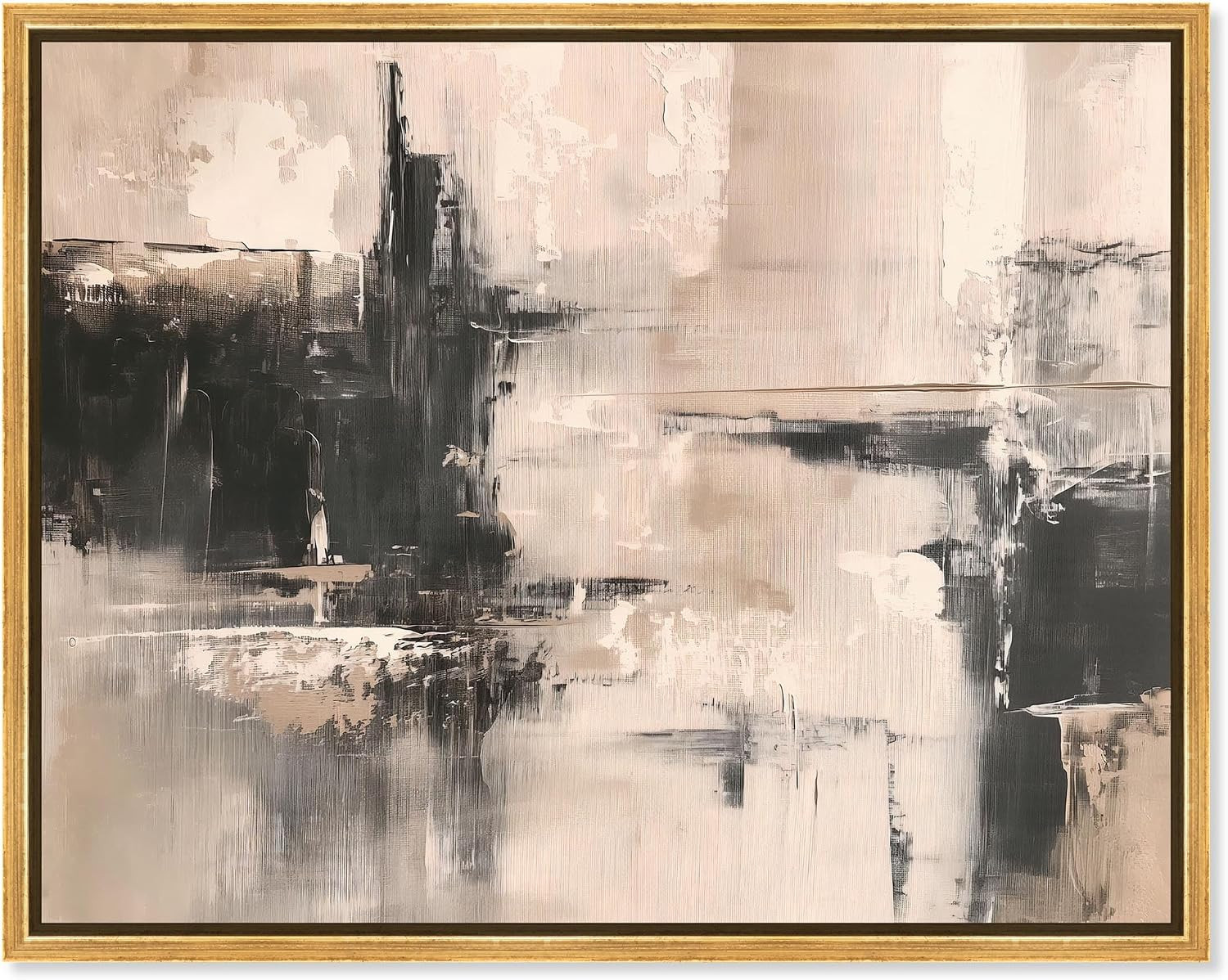 Grainy Wall Echoes I Canvas Print Abstract Art by Art Remedy, Gold Frame, 24 x 20 | Amazon (US)