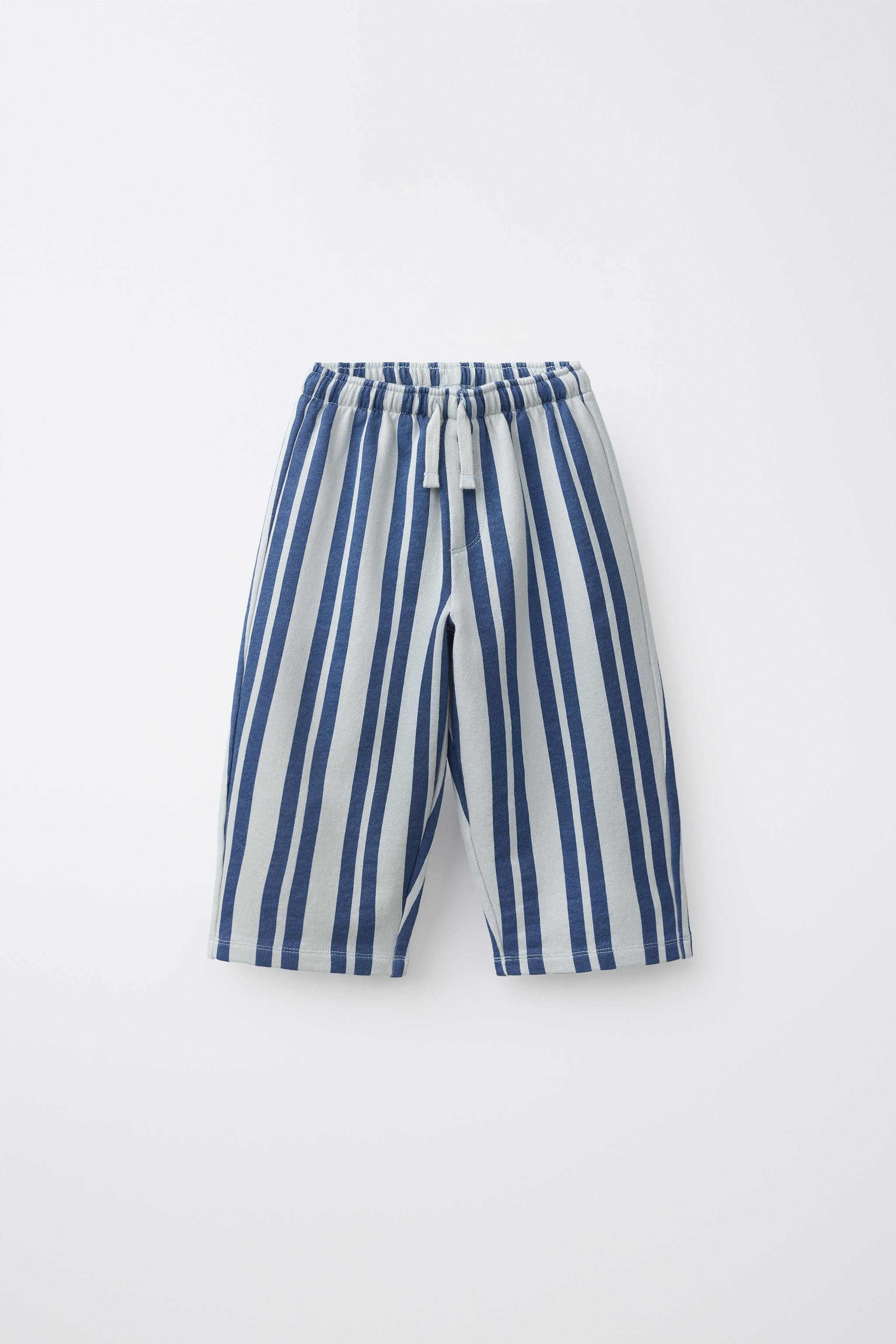 STRIPED BAGGY PLUSH TROUSERS | Zara UK