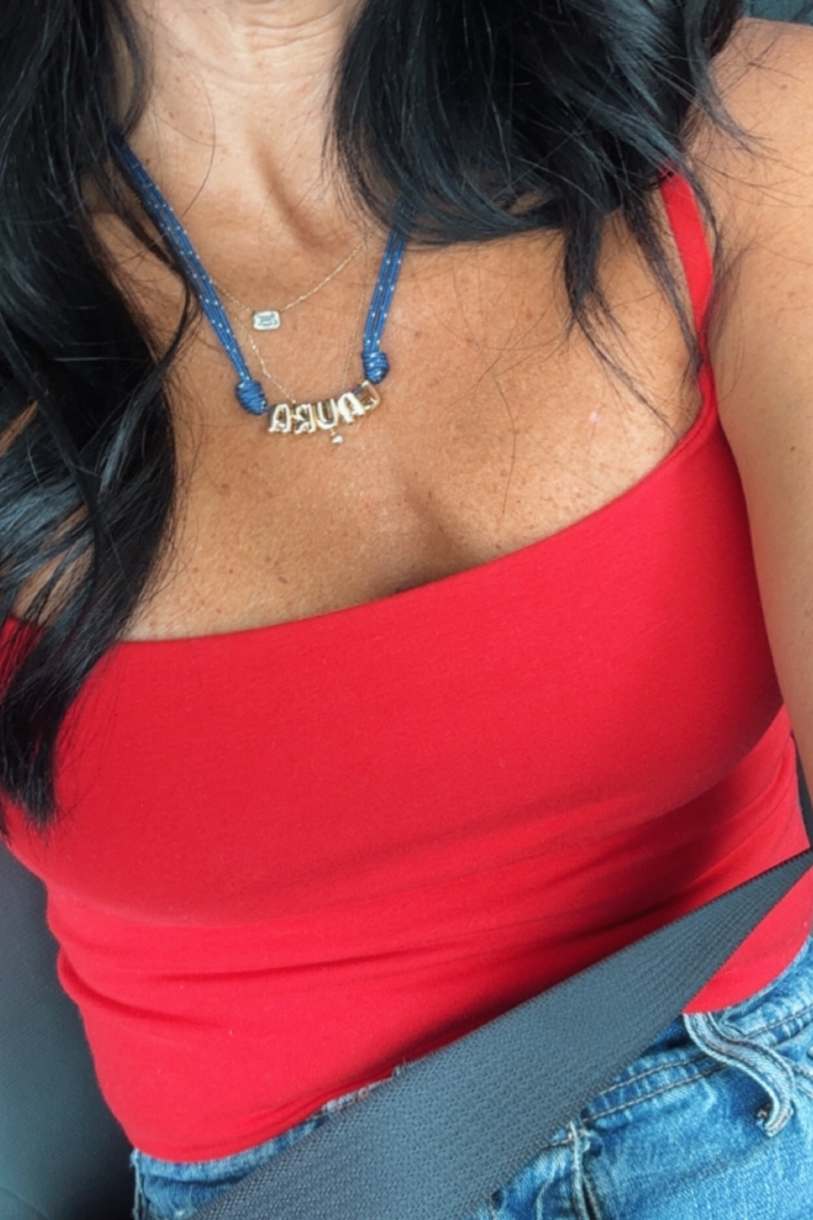 Tank top with built in bra 
Custom necklace 


#LTKSeasonal #LTKSaleAlert #LTKootd