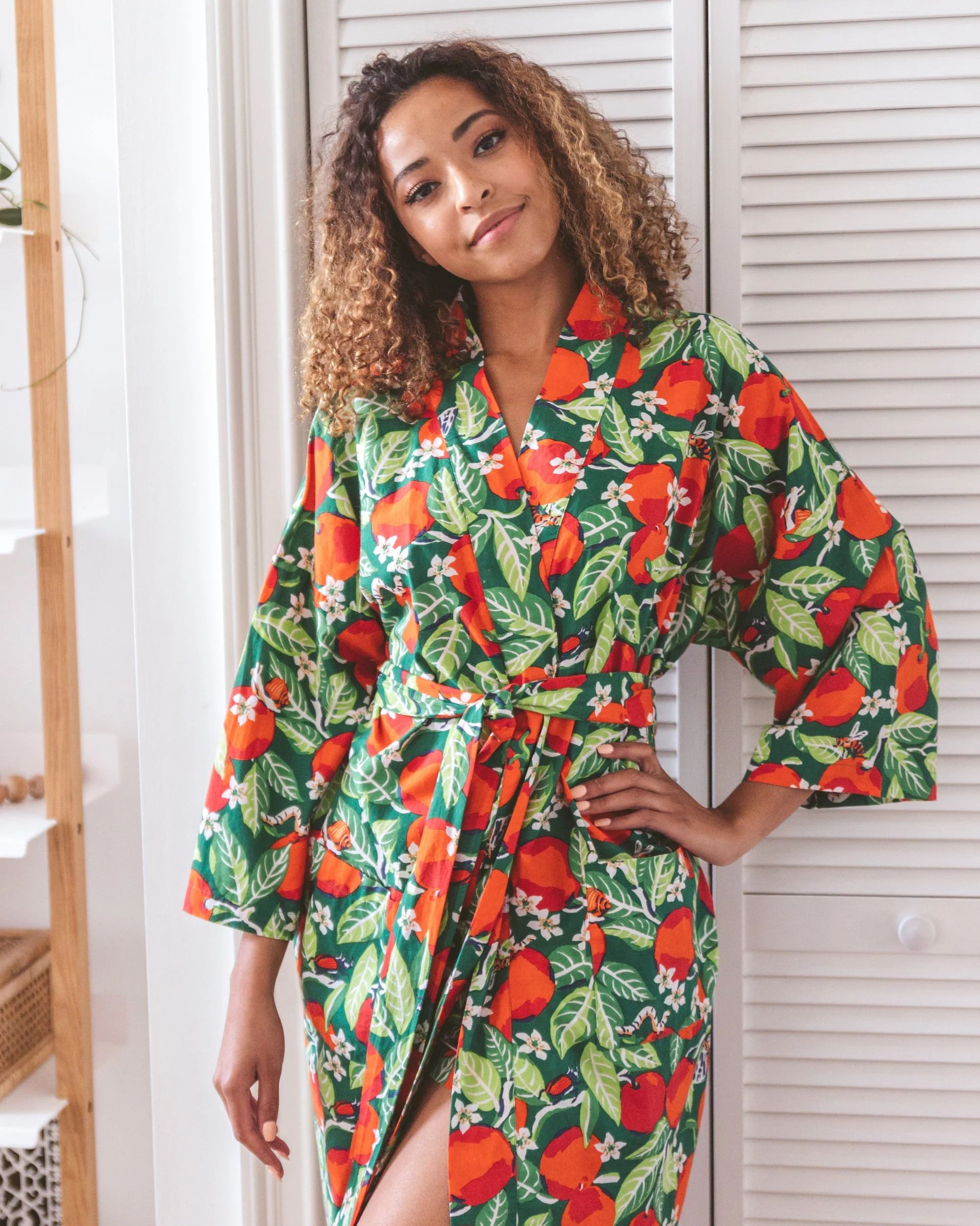 Orange Grove - Short Robe - Juniper | Printfresh