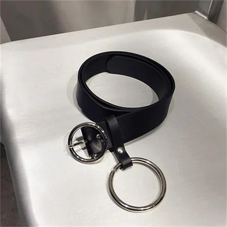 HOT! Fashion Vintage Ladies Women s Waistband PU Leather Buckle Metal Circle Belt O Ring Belt Black | Walmart (US)