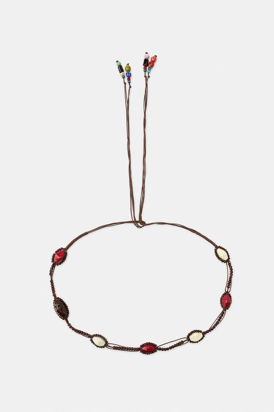 CORD BELT WITH BEADS AND STONES | Zara US