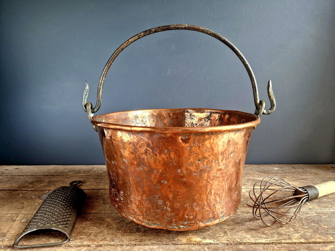 French Antique Copper Cauldron Copper Planter French Antique Copperware Copper Kitchen Decor Copp... | Etsy (US)