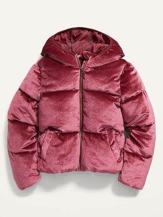 Frost-Free Velvet Puffer Jacket for Girls | Old Navy (US)