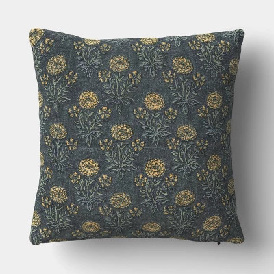 Square Block Print Pillow blue/wheat/green - Threshold™ | Target