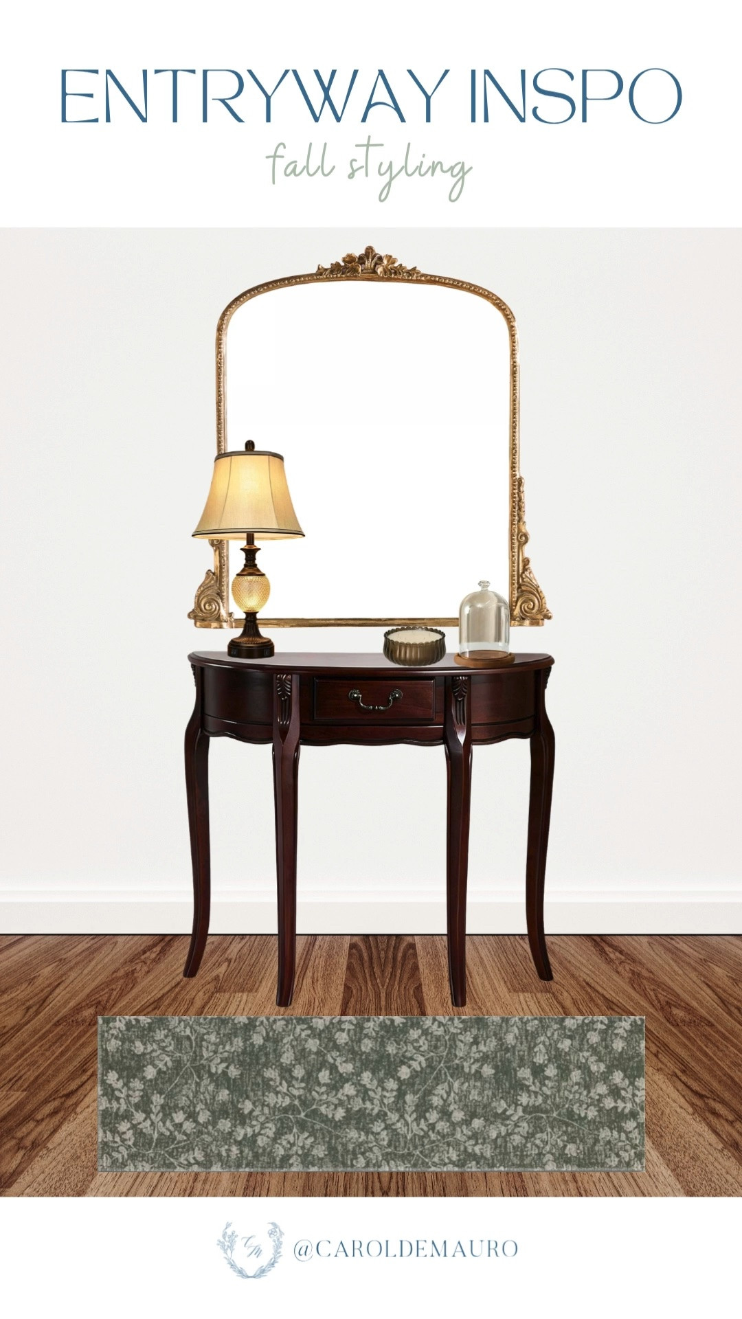 A gold mirror, vintage console table, and warm lamp glow instantly make an entryway feel welcoming this fall. Small details, big impact!

fall entryway decor, console table styling, fall home decor, vintage entryway, foyer decorating, cozy home accents, autumn interior style

#LTKSeasonal #LTKHome