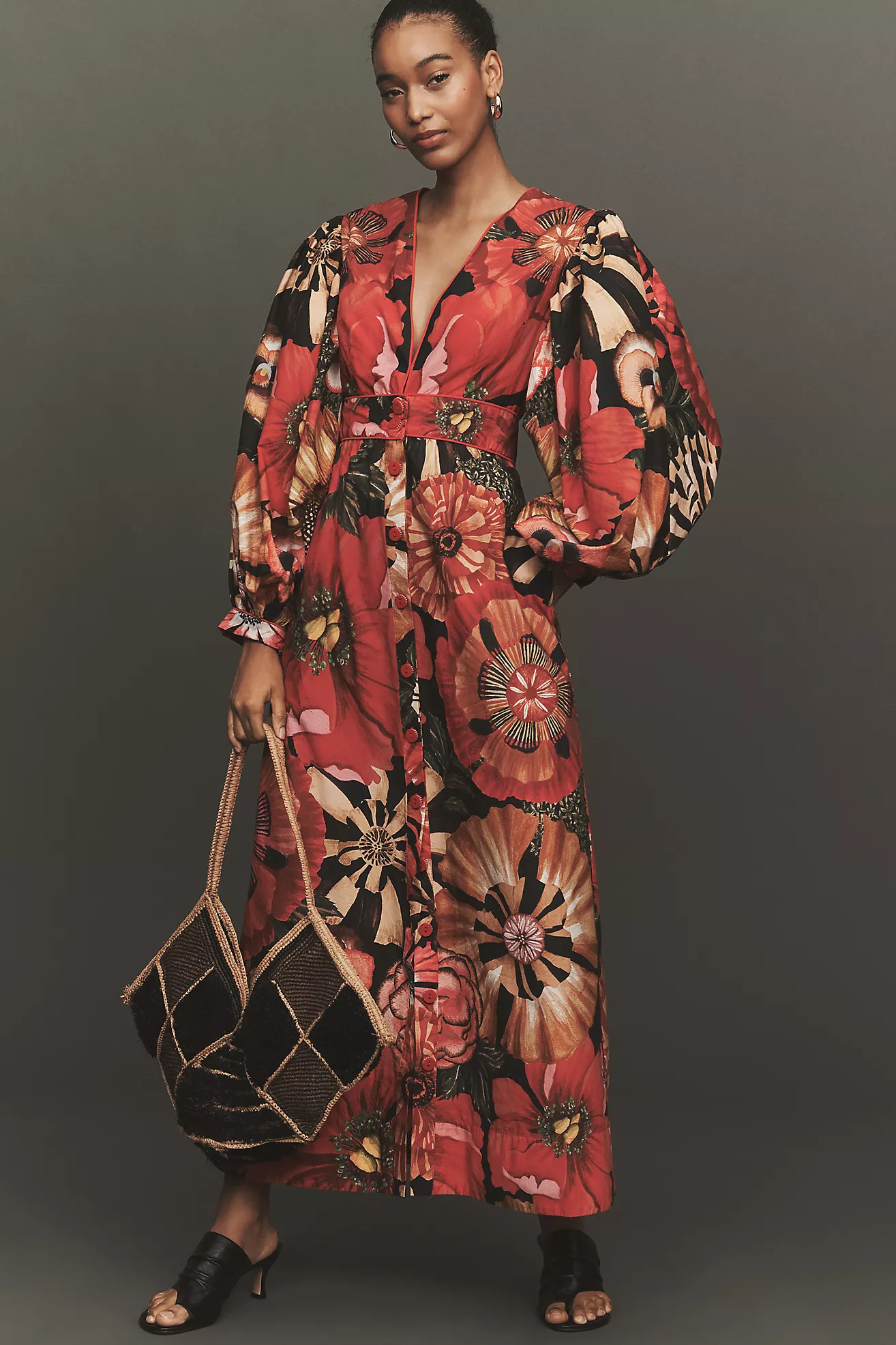 Farm Rio Flowershop Puff-Sleeve Maxi Dress | Anthropologie (US)