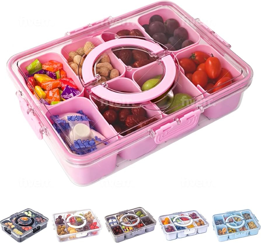 Snackle Box Container with Lid- Travel Charcuterie Box with Handle - Organizer for Candy, Fruit, ... | Amazon (US)