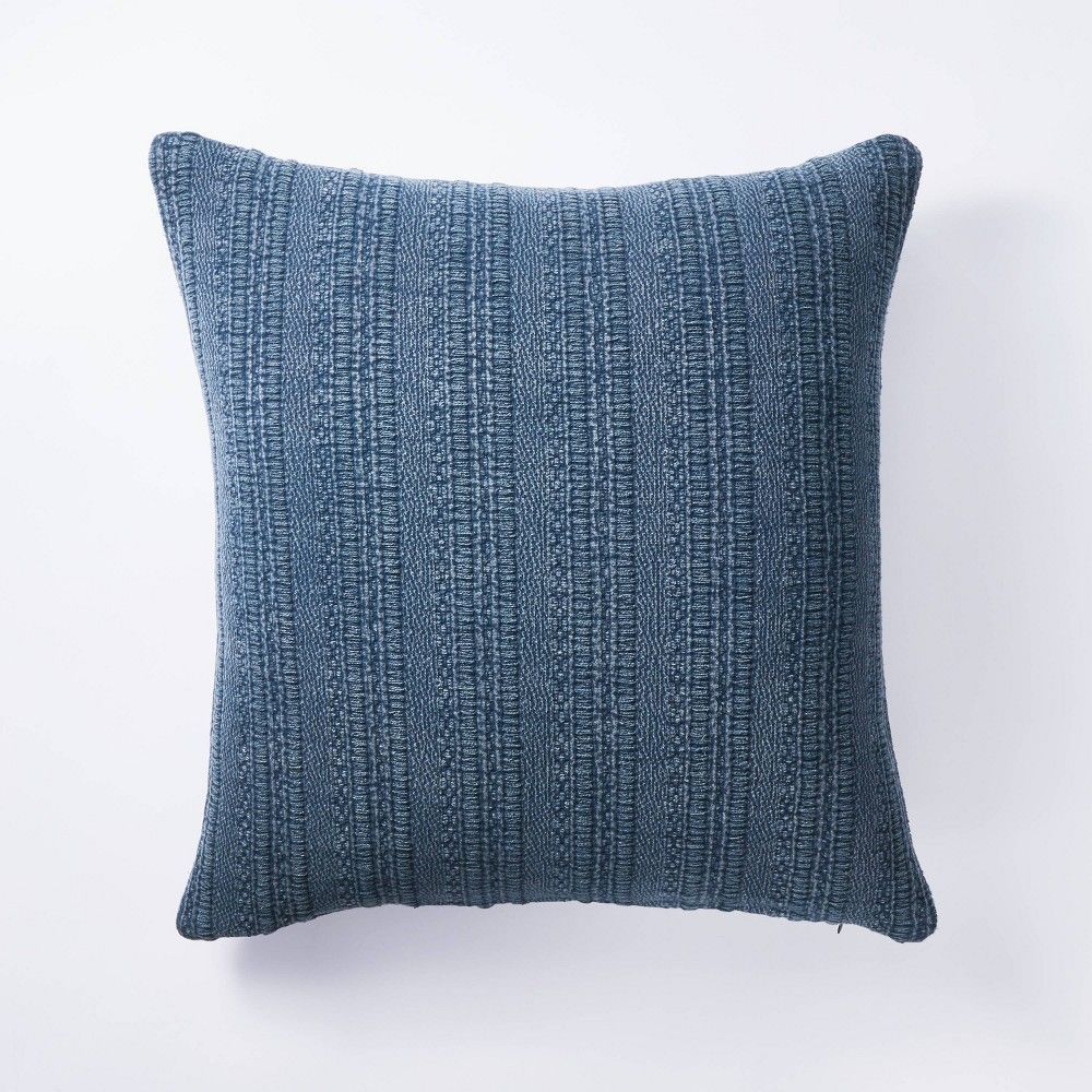 Oversized Square Woven Textured Cotton Pillow Navy - Threshold designed with Studio McGee | Target