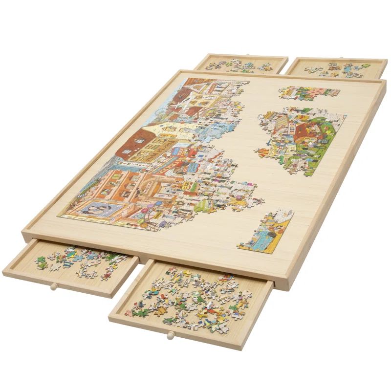 26.2" x 34.2" Wooden Jigsaw Puzzle Table Puzzle Board with Cover for Adults & Kids Gifts 1500 PCS | Wayfair North America