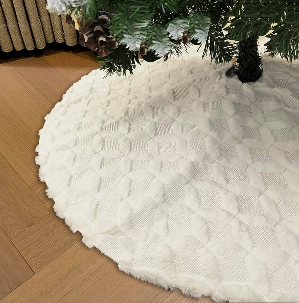 AISENO 36 Inch Christmas Tree Skirt Faux Fur with Cable Knit Knitted Thick Decoration for Merry C... | Amazon (CA)