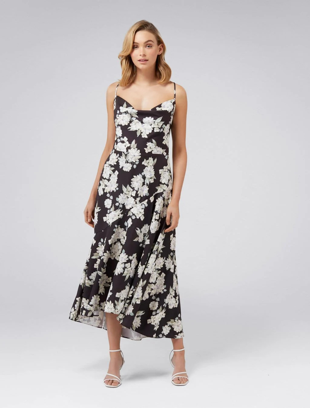 Aubrie Backless Cowl Satin Midi Dress | Ever New (US)